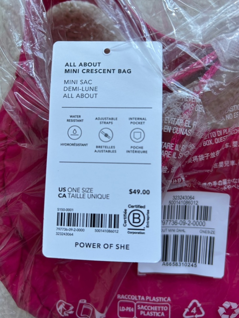 Athleta All About Mini Crescent Bag in Dahlia NWT - Picture 5 of 5